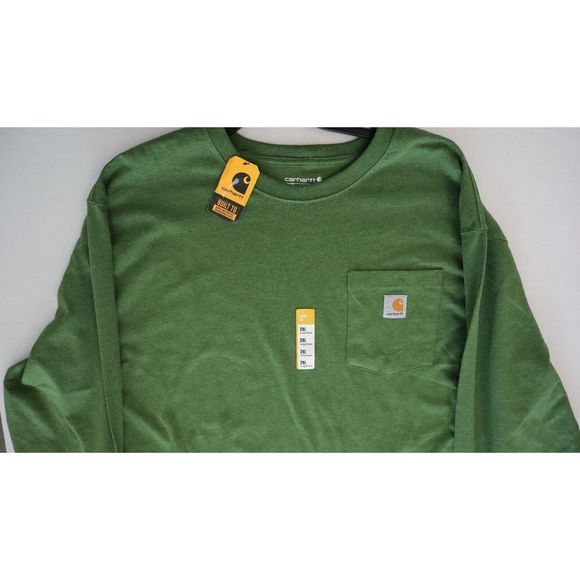 Carhartt Men's Sz 2XL Arborvitae Heather Green Loose Fit L/S Pocket T-Shirt - Picture 4 of 6